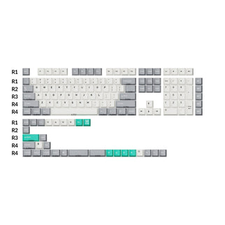 Cherry Profile Double-Shot PBT Full Set Keycaps - Dolch Red, Gray White Mint, Blue Black Yellow