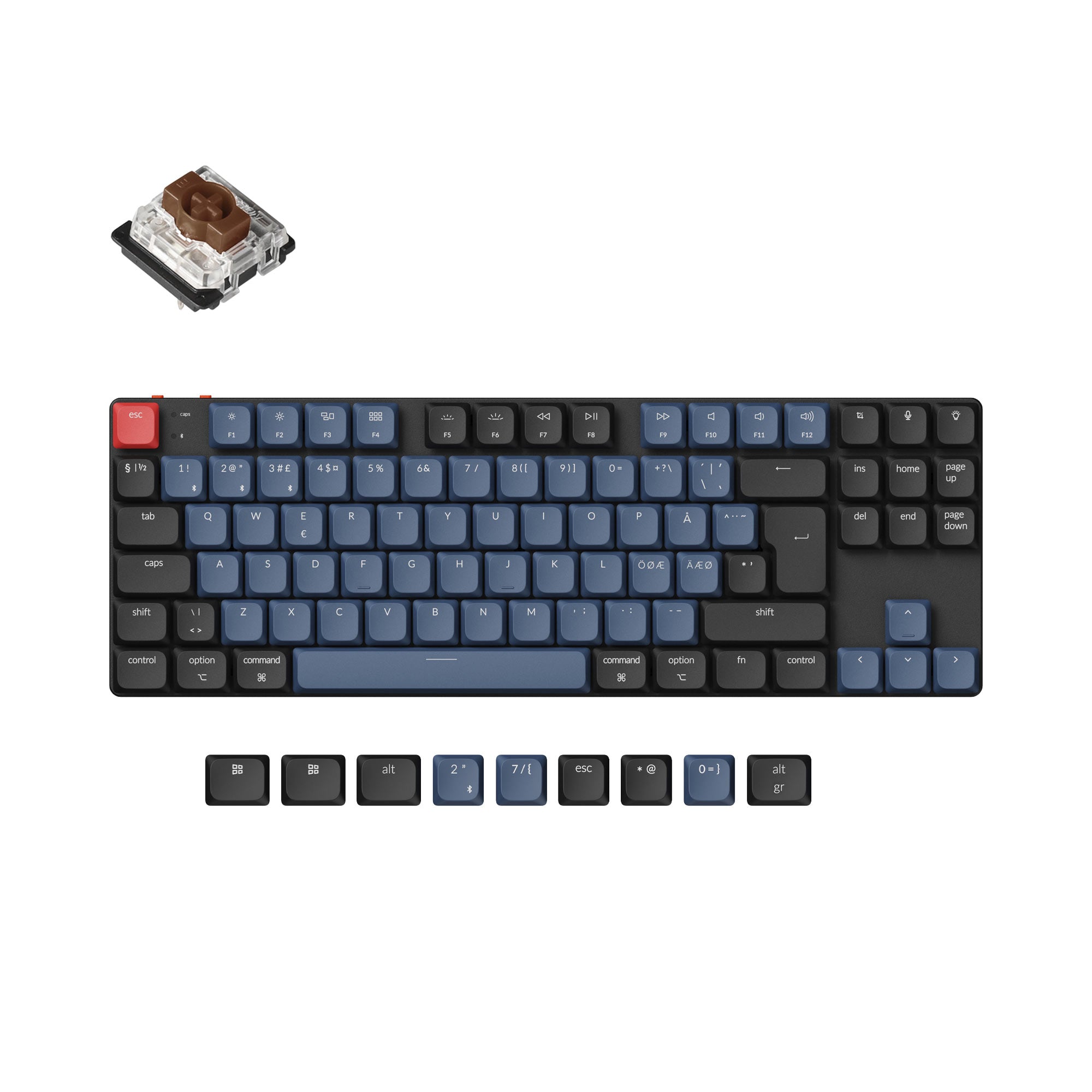 Keychron K1 Pro QMK/VIA ultra-slim custom mechanical keyboard 80 percent TKL layout for Mac Windows Linux low-profile Gateron brown ISO Nordic layout