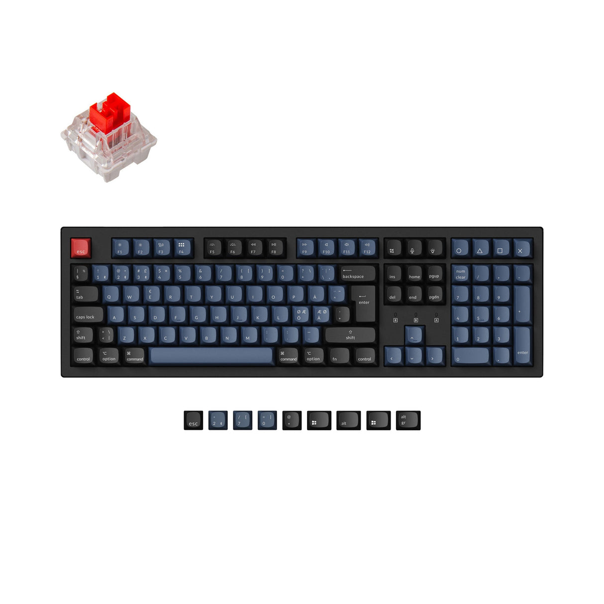 Keychron K10 Pro QMK VIA custom mechanical keyboard 100 percent layout Mac Windows Linux hot-swappable Keychron K Pro switch red ISO Nordic layout