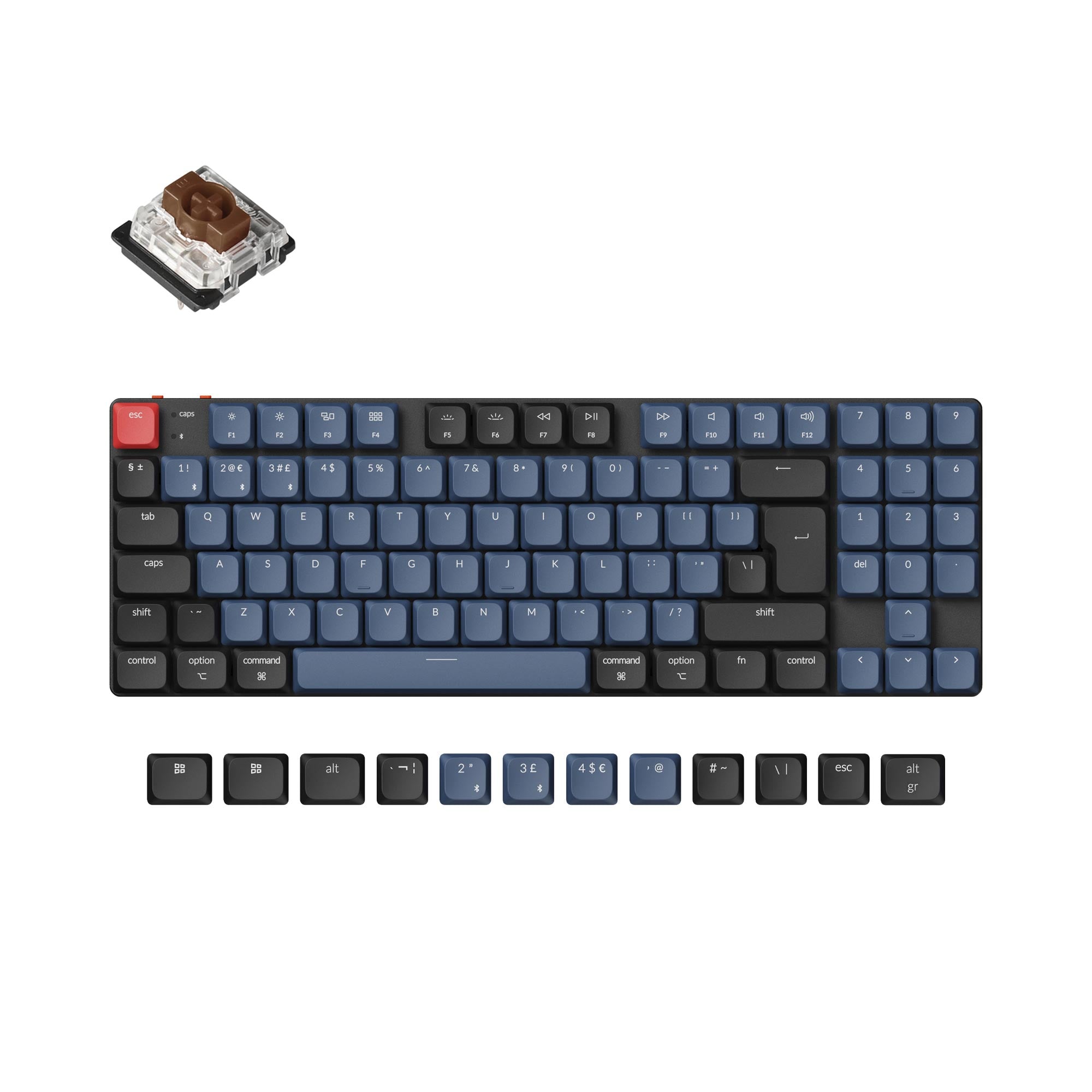 Keychron K13 Pro QMK/VIA ultra-slim custom mechanical keyboard 80 percent TKL layout for Mac Windows Linux low-profile Gateron brown ISO UK layout