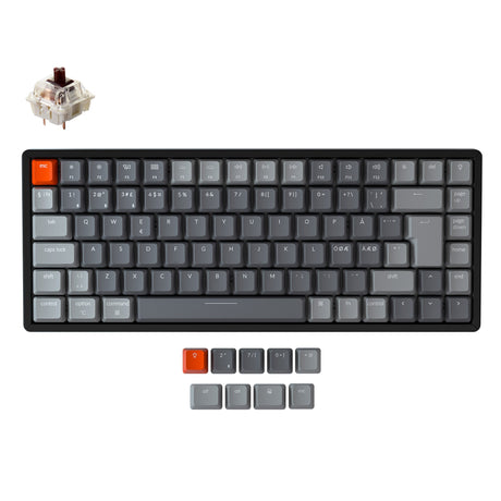 Keychron K2 Wireless Mechanical Keyboard (Nordic ISO Layout) - Keychron | Wireless Mechanical Keyboards for Mac Windows White Backlight RGB Backlit Gateron Mechanical Brown Switch with Aluminum Frame