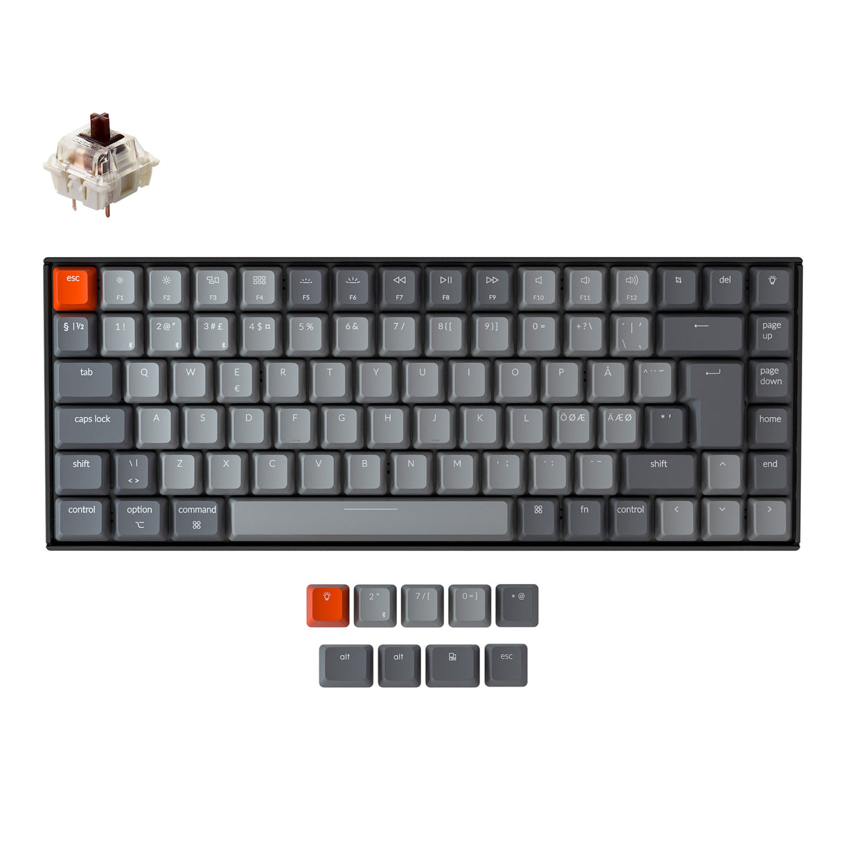 Keychron K2 Wireless Mechanical Keyboard (Nordic ISO Layout) - Keychron | Wireless Mechanical Keyboards for Mac Windows White Backlight RGB Backlit Gateron Mechanical brown Switch