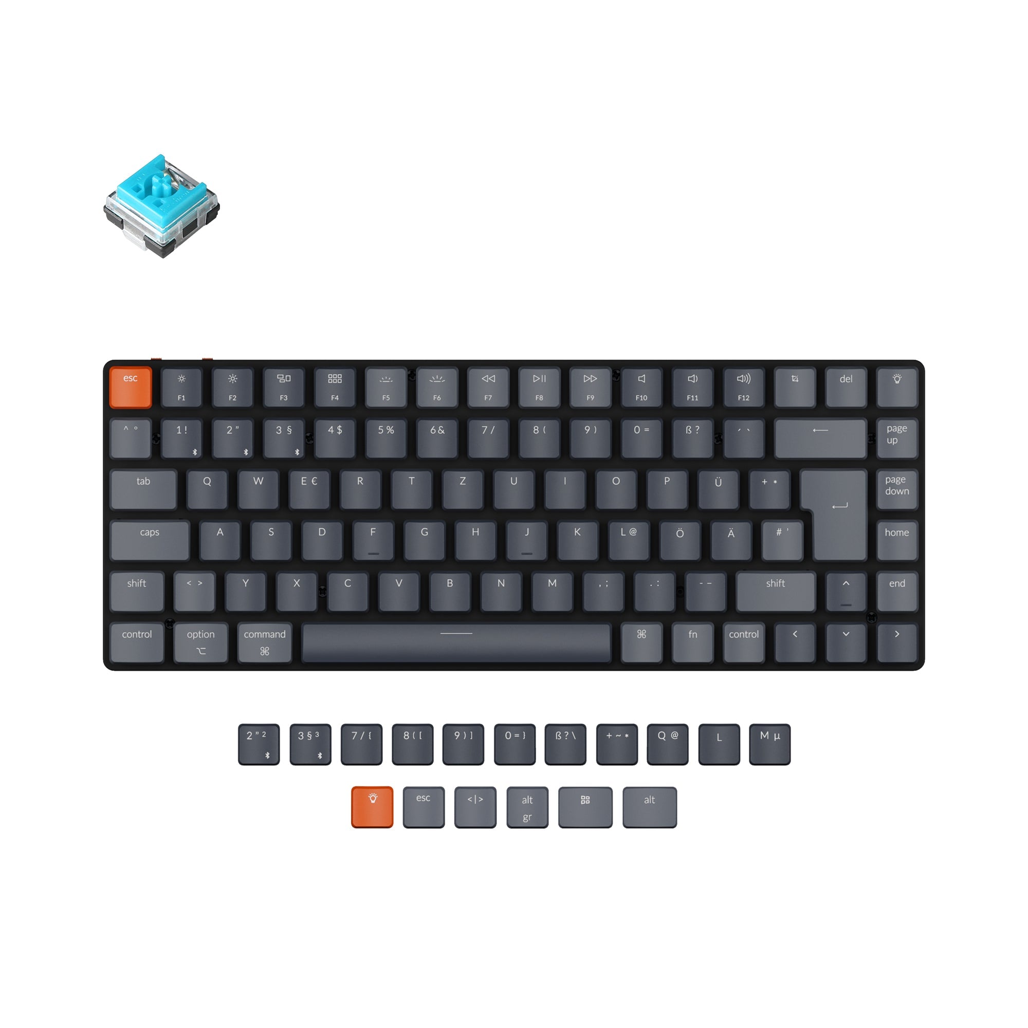 Keychron K3 ultra slim Hot swappable wireless mechanical keyboard Mac Windows iOS rgb backlight aluminum frame low profile Keychron Optical switch blue de iso layout