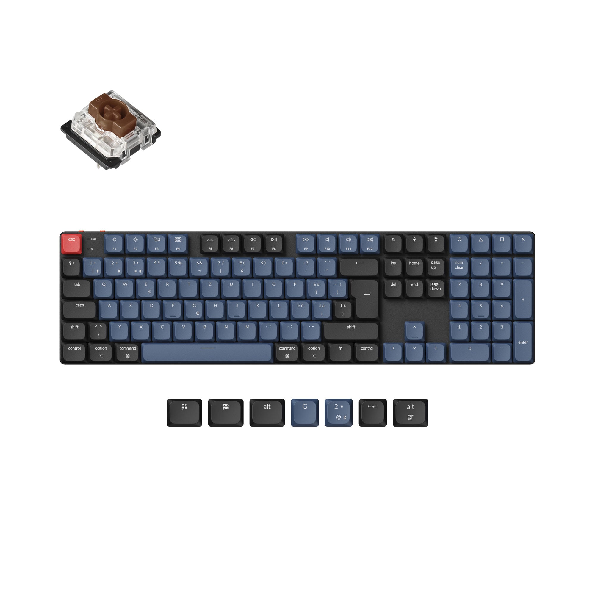 Keychron K5 Pro QMK/VIA ultra-slim custom mechanical keyboard full size layout for Mac Windows Linux low-profile Gateron brown ISO Swiss layout