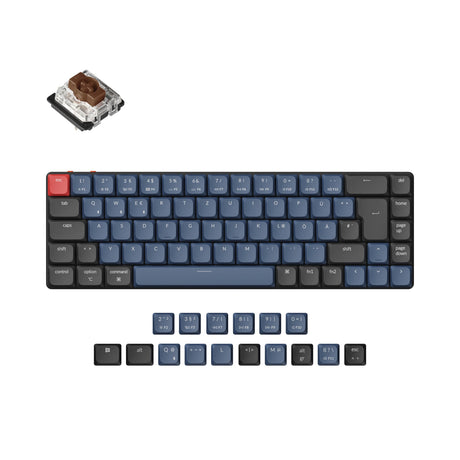 Keychron K7 Pro QMK/VIA ultra-slim custom mechanical keyboard 65 percent TKL layout for Mac Windows Linux low-profile Gateron brown ISO German layout