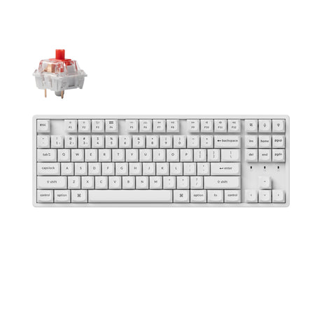 Keychron K8 Pro QMK/VIA Wireless Mechanical Keyboard 80 Percent Tenkeyless Layout Aluminum White for Mac Windows Hot-Swappable Keychron K Pro Mechanical Red Switch