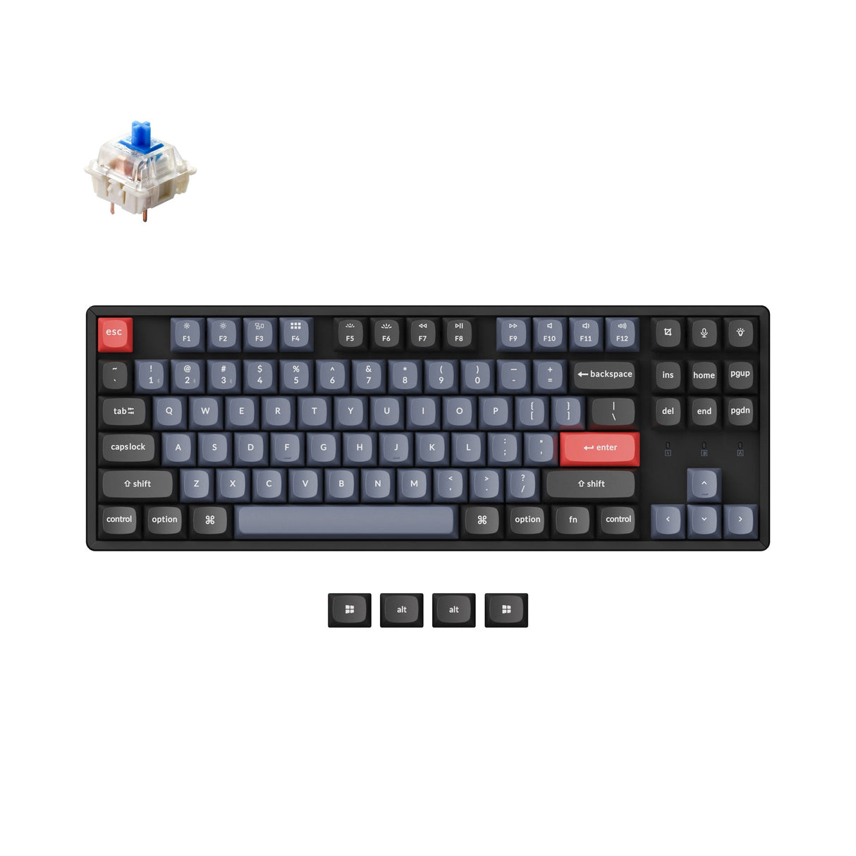 Keychron K8 Pro QMK/VIA Wireless Mechanical Keyboard RGB aluminum for Mac Windows PBT keycaps PCB screw-in stabilizer hot-swappable Gateron G Pro mechanical blue switch