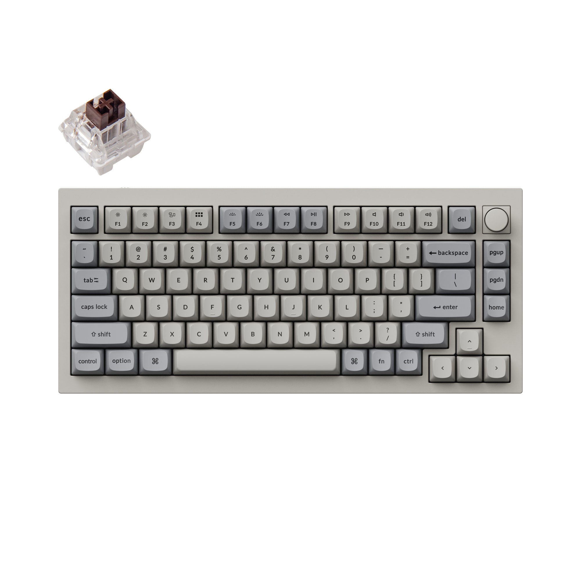 Keychron Q1 QMK VIA custom mechanical keyboard 75 percent full aluminum knob Mac Windows RGB backlight hot swappable Special Edition Retro Keychron K Pro Brown switch