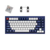 Keychron Q1 QMK VIA custom mechanical keyboard 75 percent layout full aluminum blue frame knob for Mac Windows iOS RGB backlight with hot swappable Gateron phantom silver