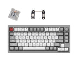 Keychron Q1 QMK VIA custom mechanical keyboard 75 percent layout full aluminum grey frame knob for Mac Windows iOS RGB backlight with hot swappable Gateron phantom silver