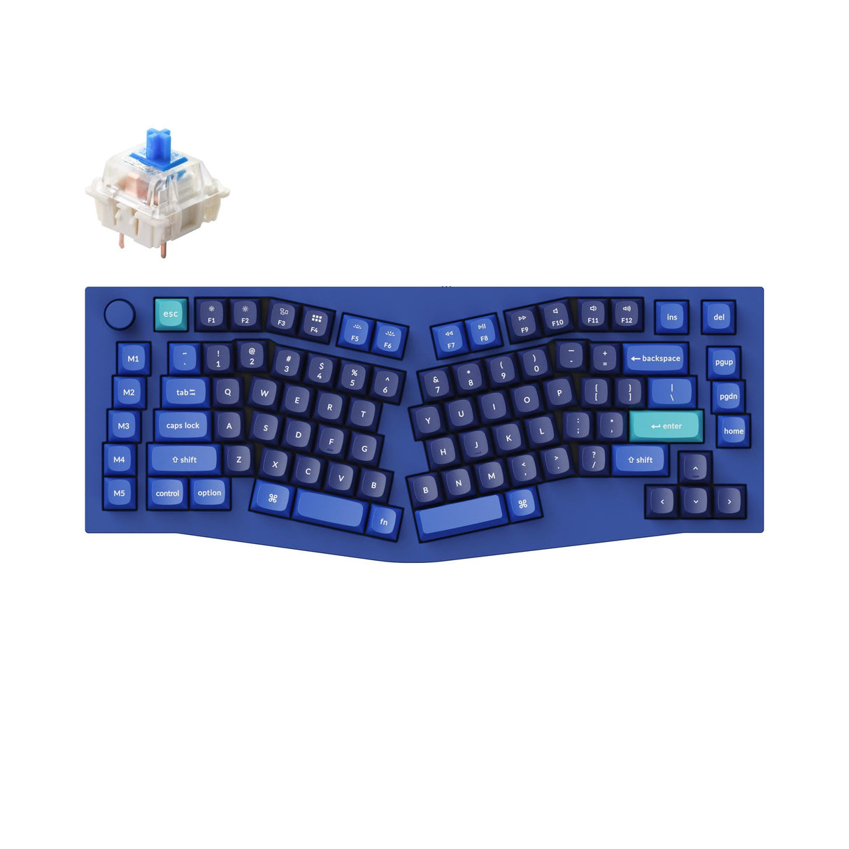 Keychron Q10 QMK/VIA custom mechanical keyboard 75% layout Alice layout knob version full aluminum blue frame B for Mac Windows Linux Gateron G Pro switch blue