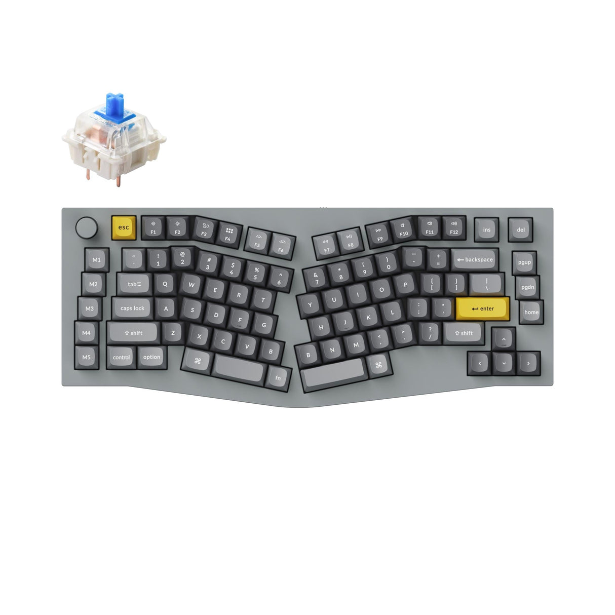 Keychron Q10 QMK/VIA custom mechanical keyboard 75% layout Alice layout knob version full aluminum grey frame B for Mac Windows Linux Gateron G Pro switch blue