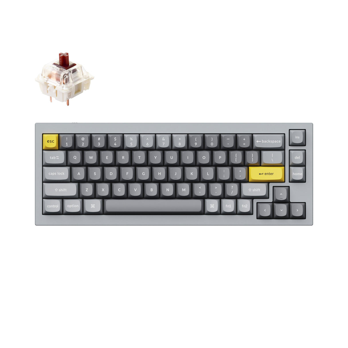 Keychron Q2 QMK VIA custom mechanical keyboard 65 percent layout full aluminum grey frame for Mac Windows iOS RGB backlight with hot swappable Gateron G Pro switch brown