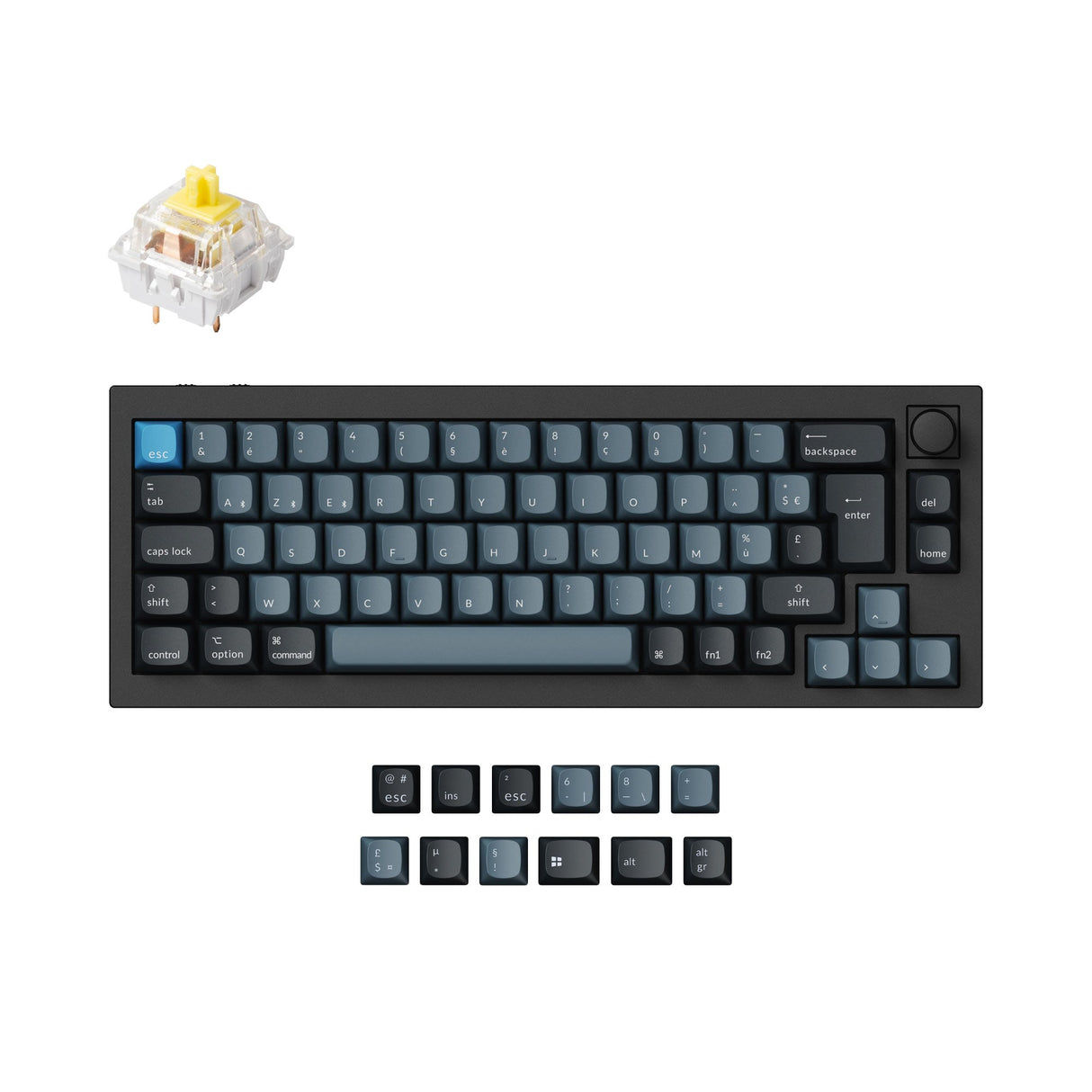 Keychron Q2 Pro QMK/VIA wireless custom mechanical keyboard 65 percent layout aluminum black for Mac WIndows Linux RGB backlight hot-swappable K Pro switch banana ISO French layout