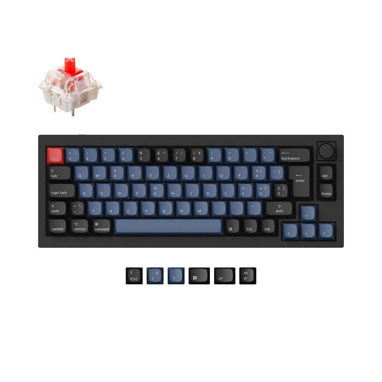 Keychron Q2 QMK VIA custom mechanical keyboard 65 percent layout full aluminum frame Mac Windows Swiss ISO layout hot swappable Gateron G Pro red