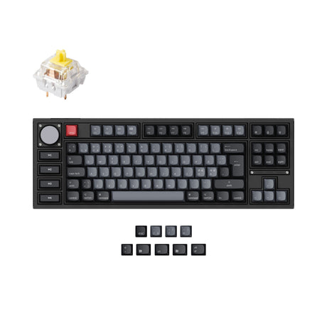 Keychron Q3 Pro QMK/VIA wireless custom mechanical keyboard 75 percent layout aluminum black for Mac WIndows Linux RGB backlight hot-swappable K Pro switch banana ISO Nordic layout