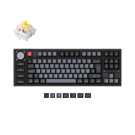 Keychron Q3 Pro QMK/VIA wireless custom mechanical keyboard 80 percent layout aluminum black for Mac WIndows Linux RGB backlight hot-swappable K Pro switch banana ISO Swiss layout