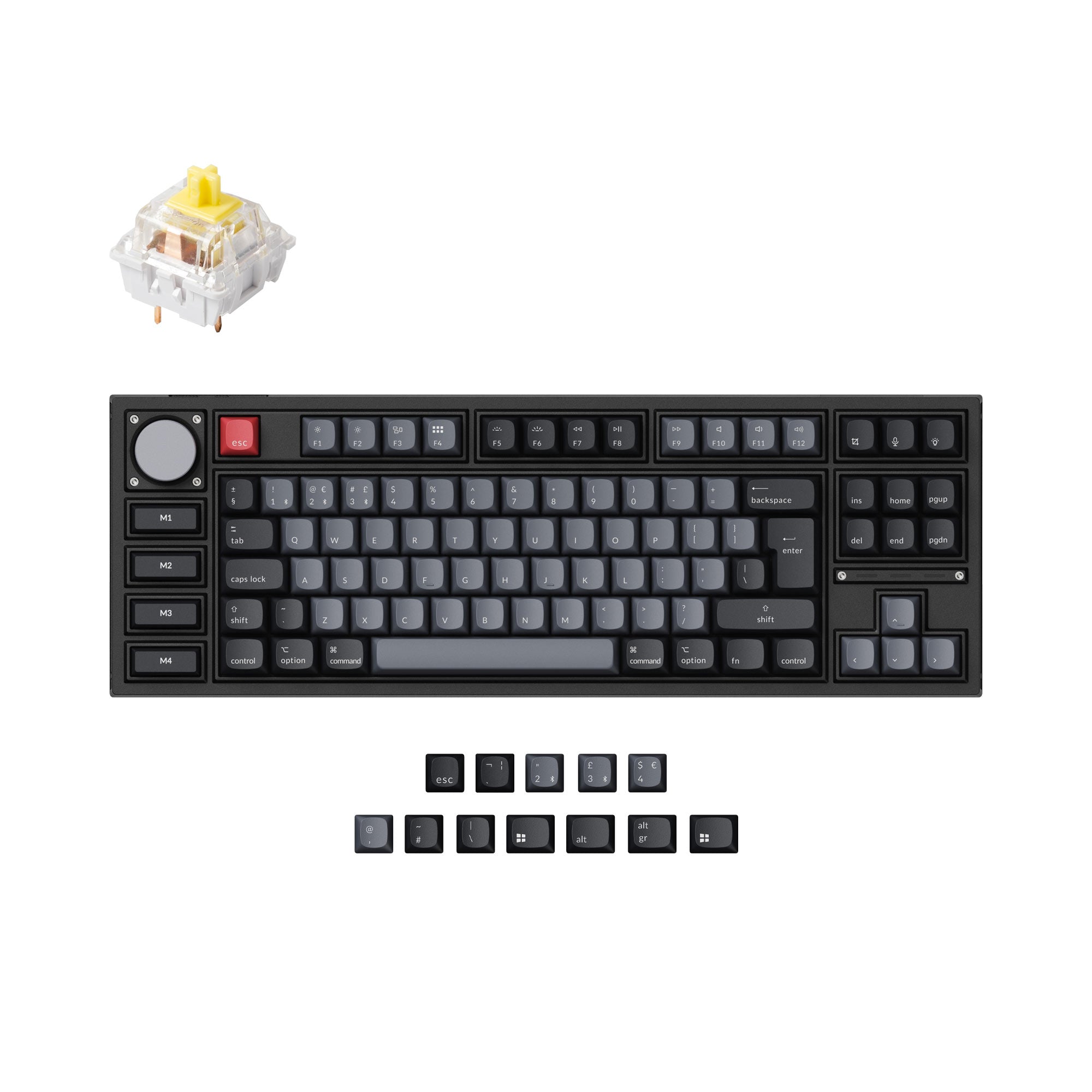 Keychron Q3 Pro QMK/VIA wireless custom mechanical keyboard 80 percent layout aluminum black for Mac WIndows Linux RGB backlight hot-swappable K Pro switch banana ISO UK layout