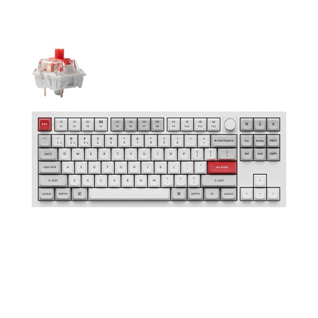 Keychron Q3 Pro QMK/VIA wireless custom mechanical keyboard tenkeyless layout full aluminum white frame for Mac Windows Linux RGB hot-swappable K Pro switch red