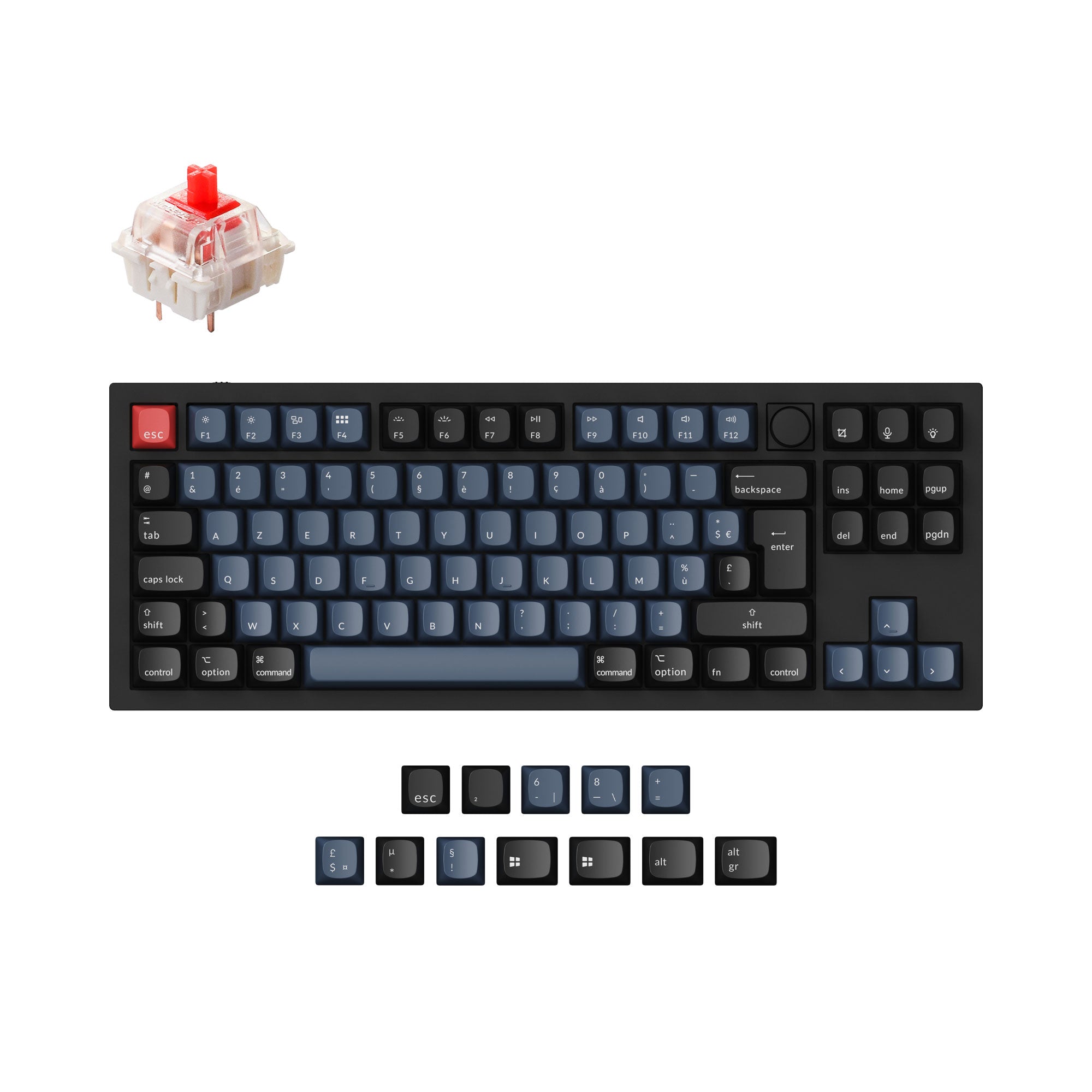 Keychron Q3 QMK VIA Custom Mechanical Keyboard Tenkeyless Full Aluminum Black Frame Knob France ISO Layout For Mac Windows Hot Swappable Gateron G Pro Red