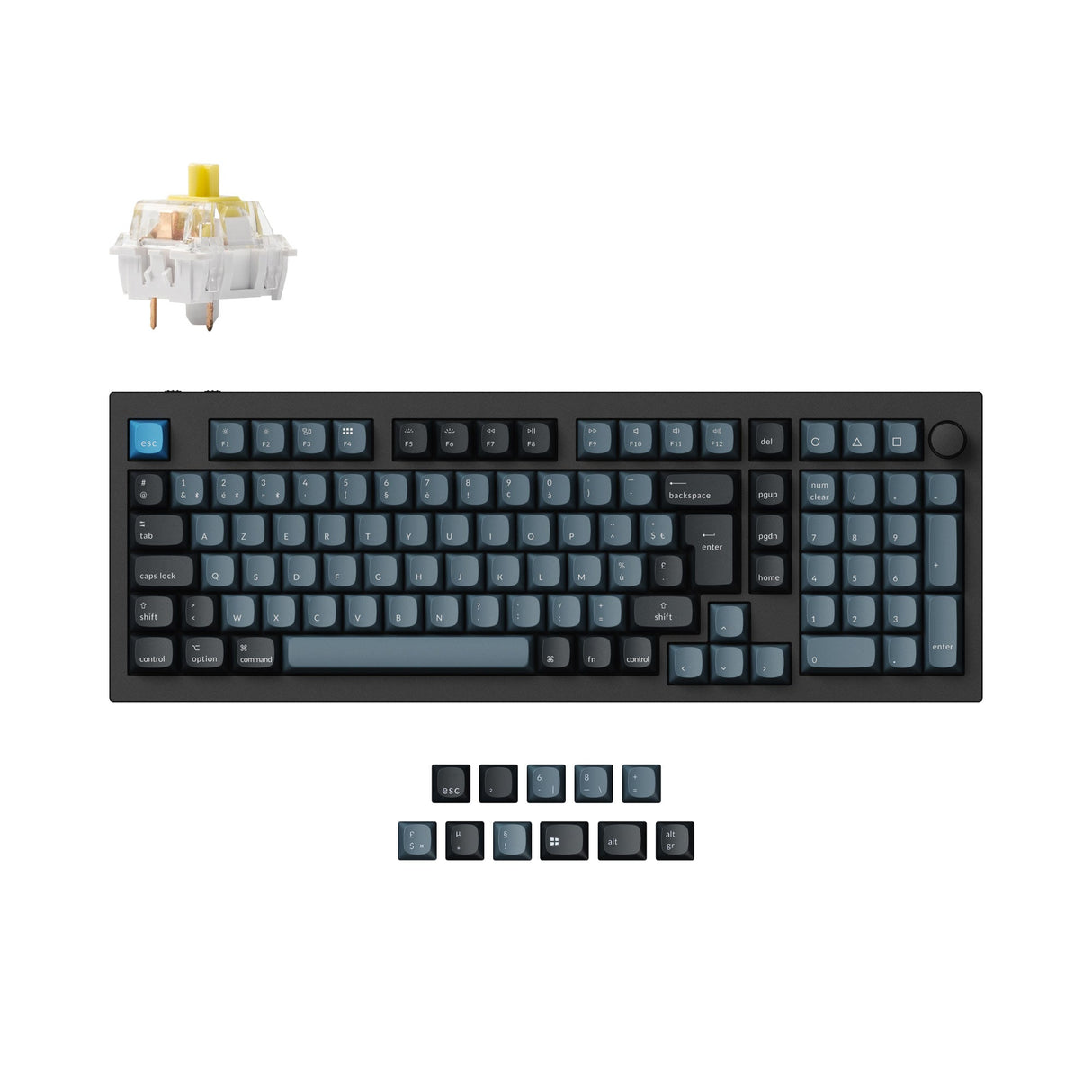 Keychron Q5 Pro QMK/VIA wireless custom mechanical keyboard 96 percent layout aluminum black for Mac Windows Linux RGB hot-swappable K Pro switch banana ISO French layout