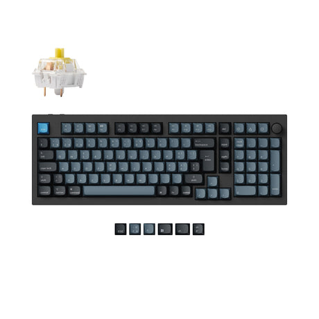 Keychron Q5 Pro QMK/VIA wireless custom mechanical keyboard 96 percent layout aluminum black for Mac Windows Linux RGB hot-swappable K Pro switch banana ISO Swiss layout