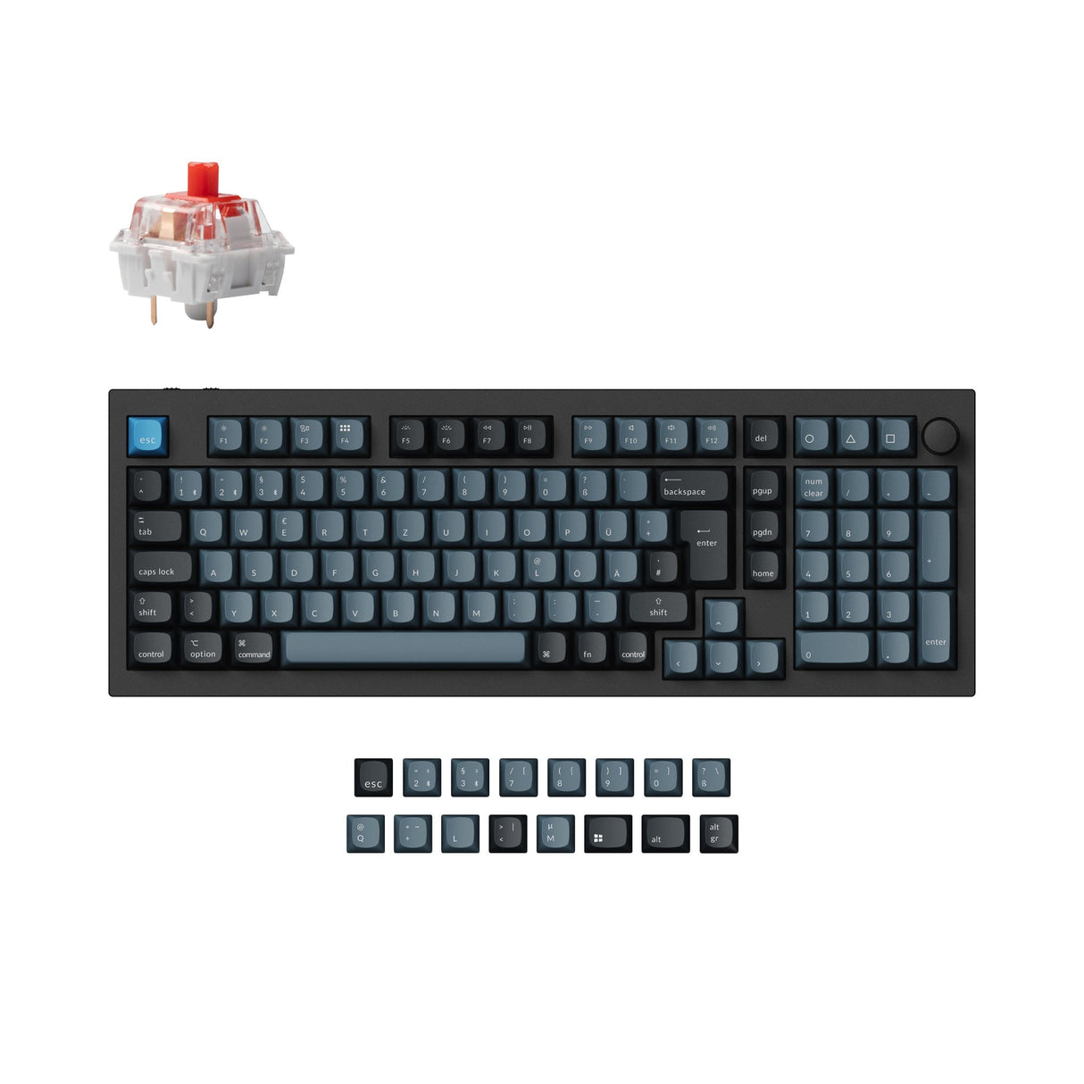 Keychron Q5 Pro QMK/VIA wireless custom mechanical keyboard 96 percent layout aluminum black for Mac Windows Linux RGB hot-swappable K Pro switch red ISO German layout