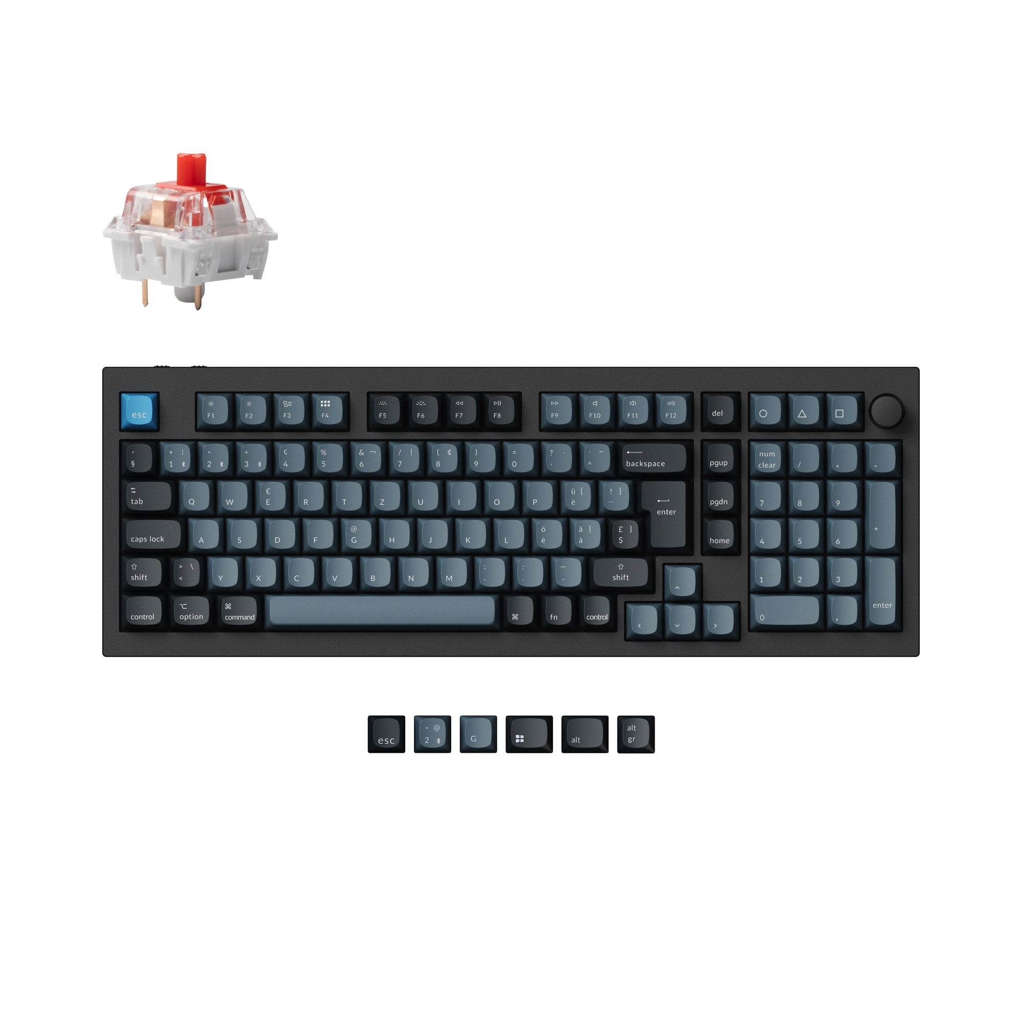 Keychron Q5 Pro QMK/VIA wireless custom mechanical keyboard 96 percent layout aluminum black for Mac Windows Linux RGB hot-swappable K Pro switch red ISO Swiss layout