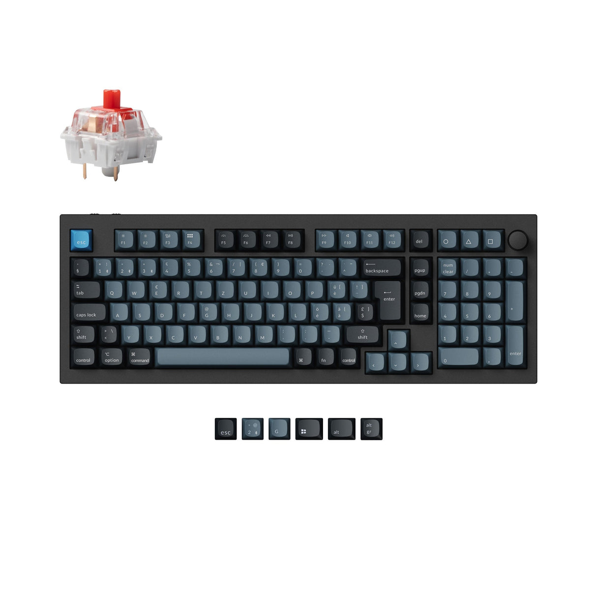 Keychron Q5 Pro QMK/VIA wireless custom mechanical keyboard 96 percent layout aluminum black for Mac Windows Linux RGB hot-swappable K Pro switch red ISO Swiss layout