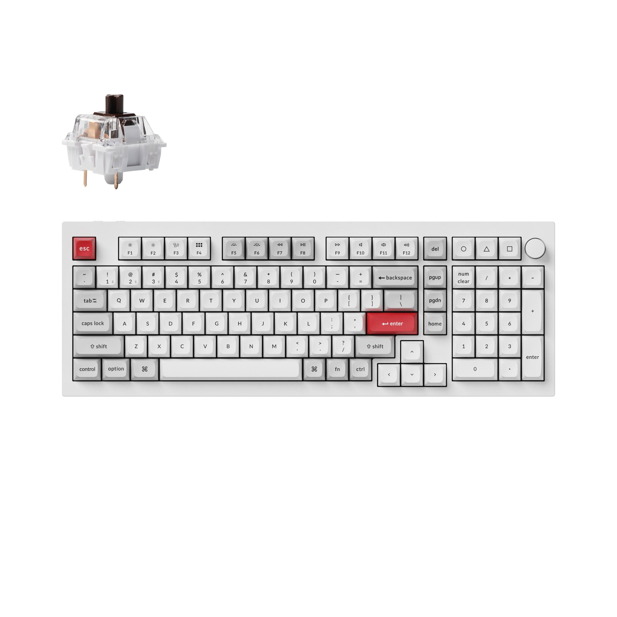 Keychron Q5 Pro QMK/VIA wireless custom mechanical keyboard 96 percent layout full aluminum white frame for Mac WIndows Linux with RGB backlight and hot-swappable K Pro switch brown