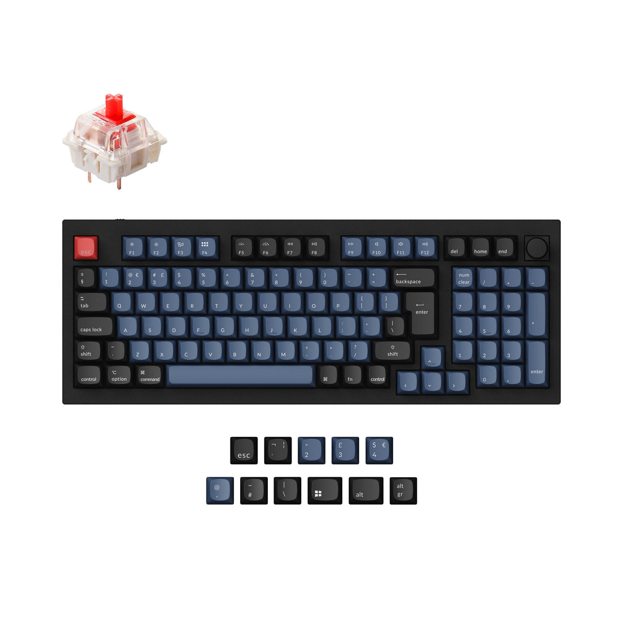 Keychron Q5 QMK VIA custom mechanical keyboard 96 percent layout full aluminum frame Mac Windows UK ISO layout hot swappable Gateron G Pro red