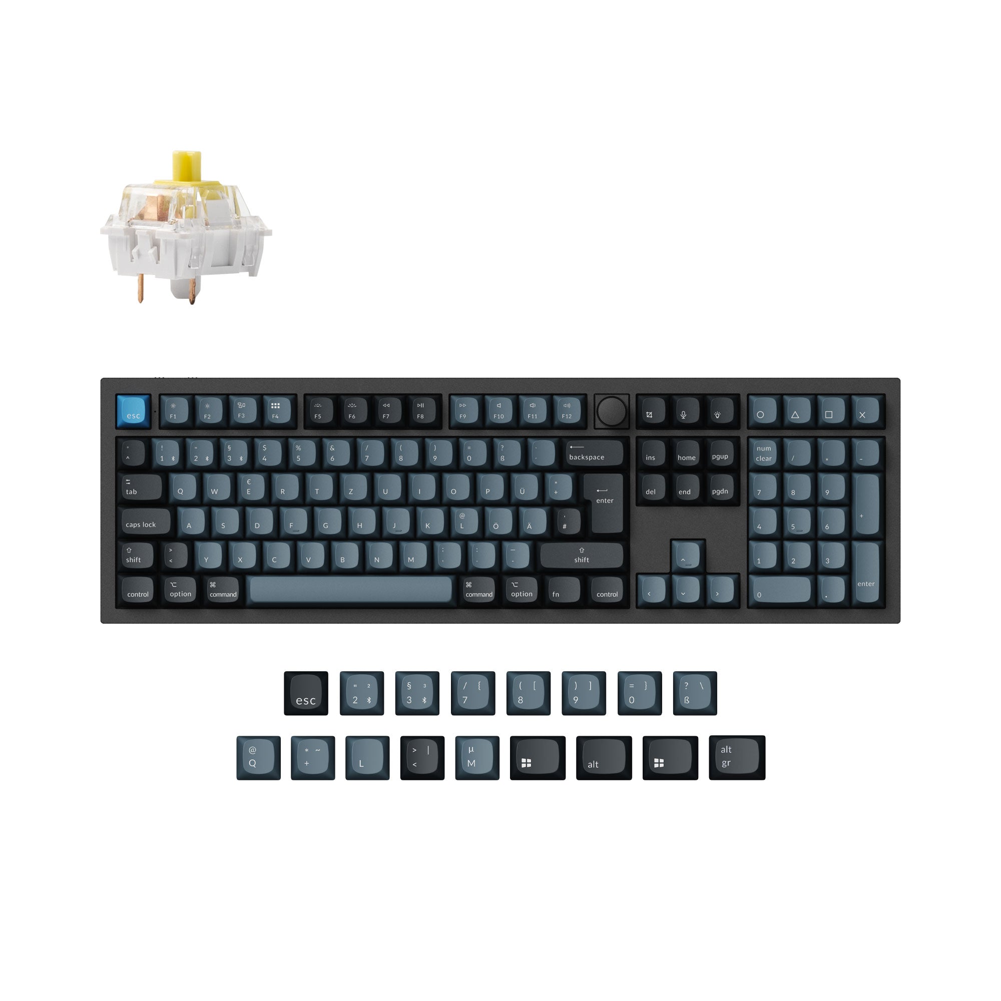 Keychron Q6 Pro QMK/VIA wireless custom mechanical keyboard full-size layout aluminum black for Mac Windows Linux RGB hot-swappable K Pro switch banana ISO German layout