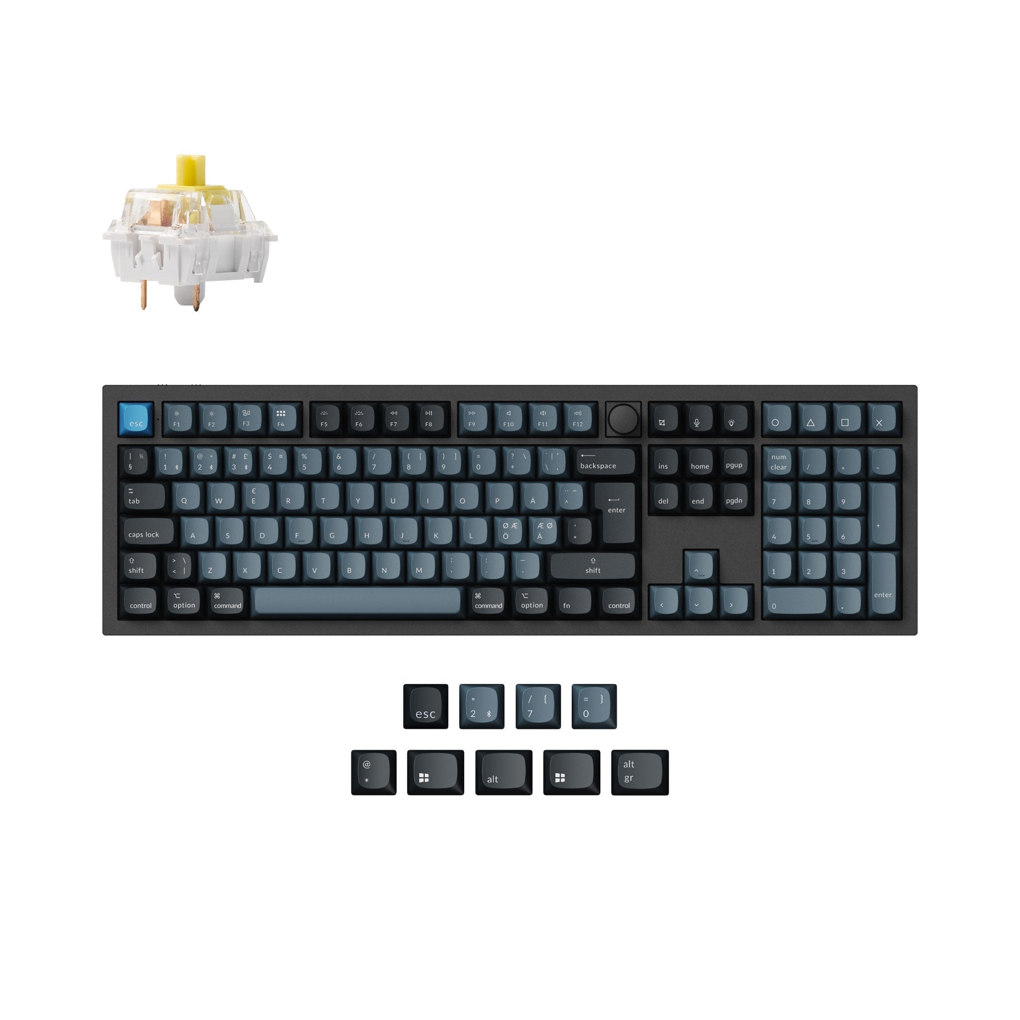 Keychron Q6 Pro QMK/VIA wireless custom mechanical keyboard full-size layout aluminum black for Mac Windows Linux RGB hot-swappable K Pro switch banana ISO Nordic layout