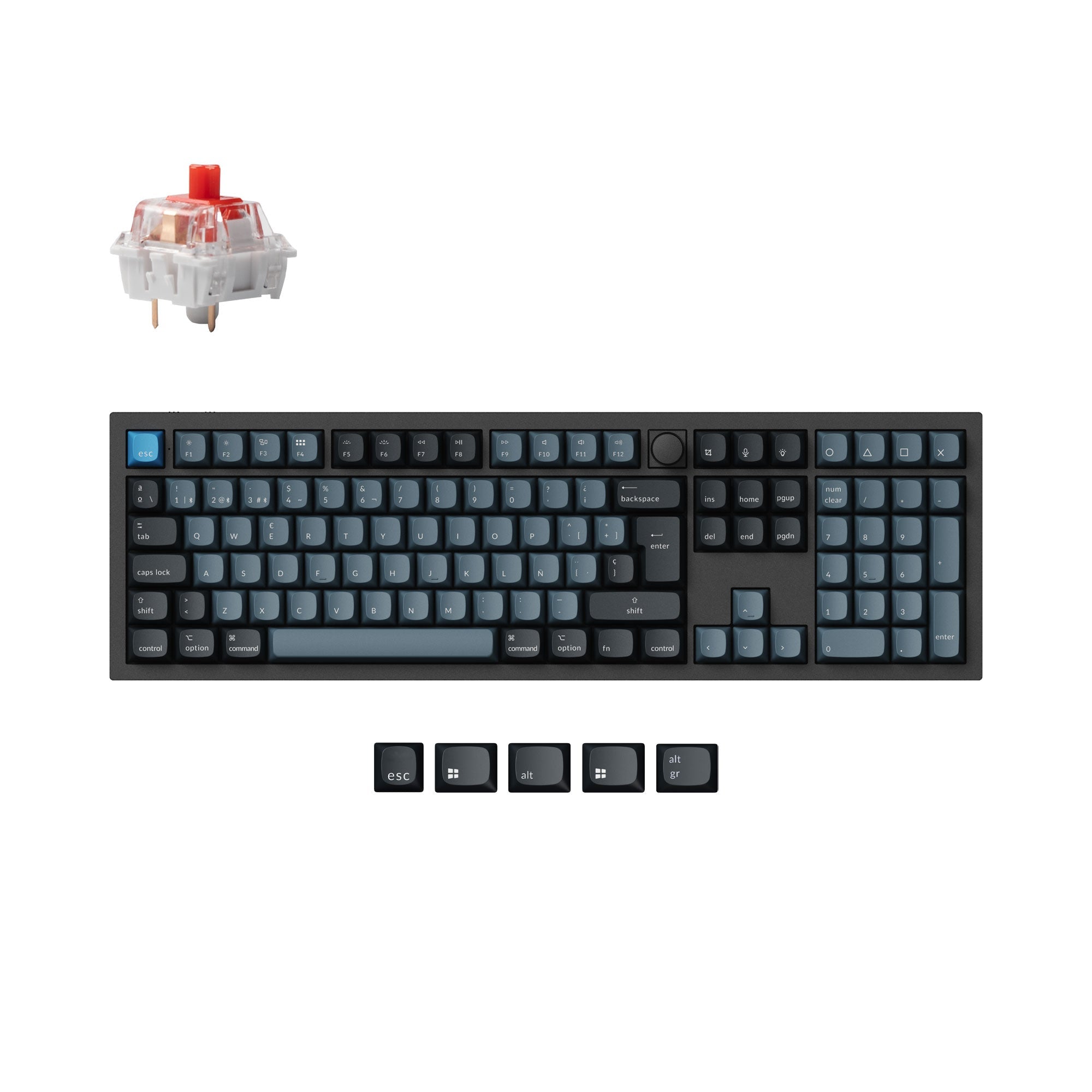 Keychron Q6 Pro QMK/VIA wireless custom mechanical keyboard full-size layout aluminum black for Mac Windows Linux RGB hot-swappable K Pro switch red ISO Spanish layout