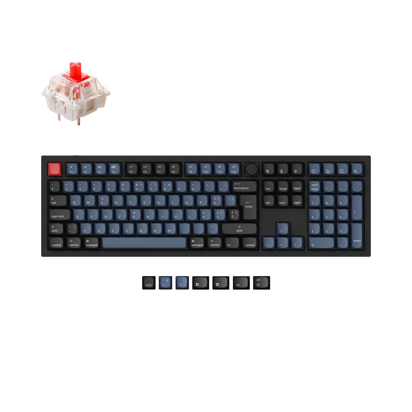 Keychron Q6 QMK VIA custom mechanical keyboard full size aluminum black frame knob Swiss ISO layout for Mac Windows Hot Swappable Gateron G Pro Red