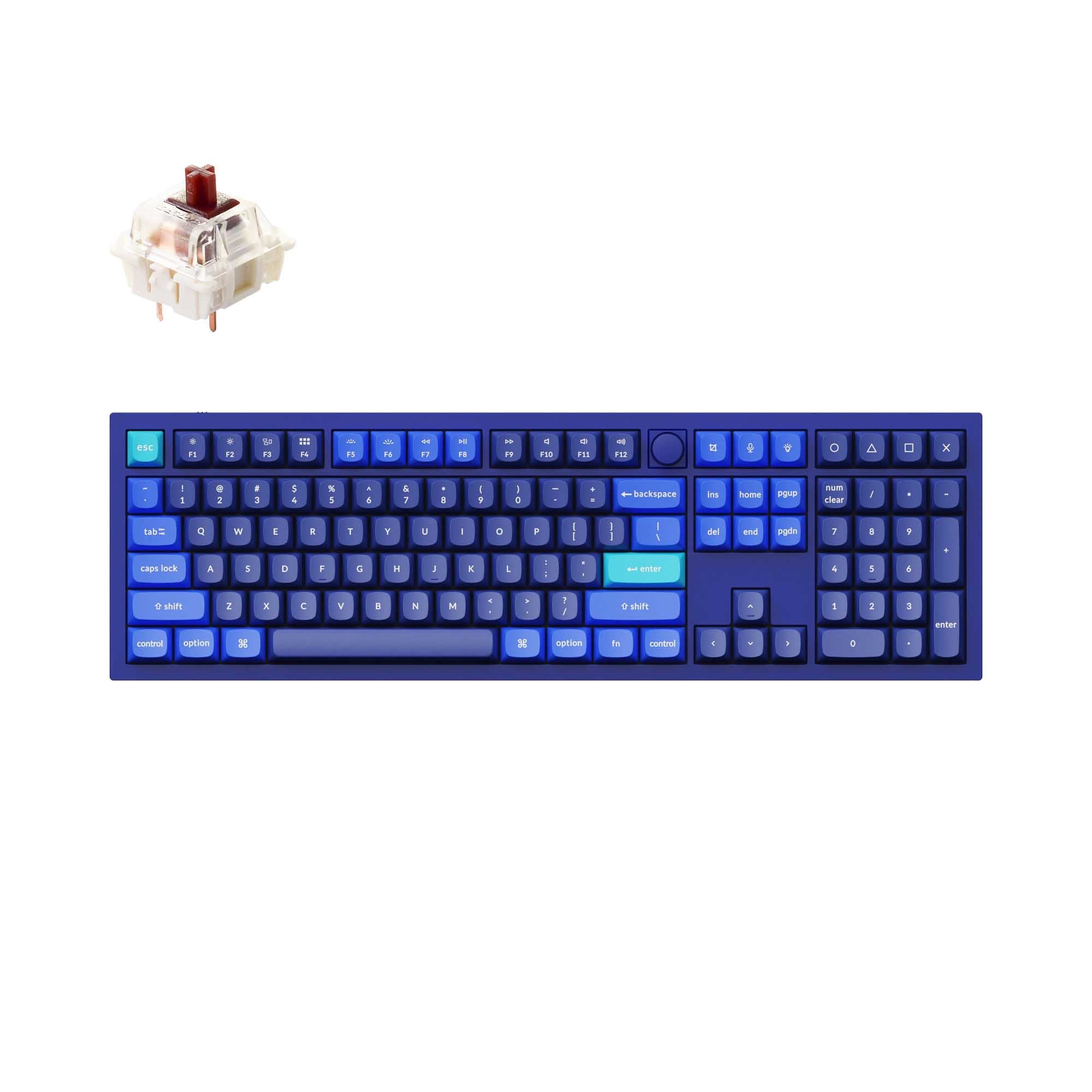 Keychron Q6 QMK VIA custom mechanical keyboard full size 100 percent layout full aluminum blue frame B knob for Mac Windows RGB backlight with hot swappable Gateron G Pro switch brown