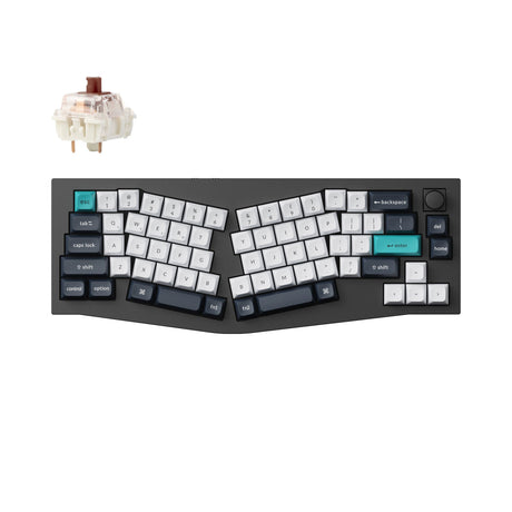 Keychron Q8 Max QMK/VIA Wireless Custom Mechanical Keyboard 65 Percent Alice Layout Aluminum Black Fully Assembled Knob for Mac Windows Linux Gateron Jupiter Brown