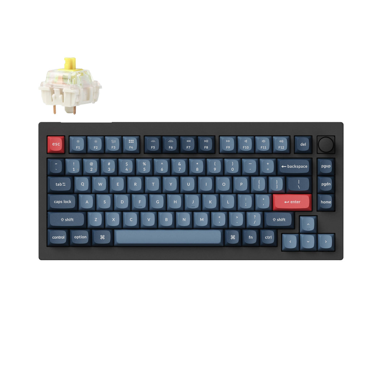 Keychron V1 Max QMK/VIA Wireless Custom Mechanical Keyboard 75% Layout Fully Assembled Knob for Mac Windows Linux Gateron Jupiter Banana