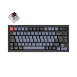 Keychron V1 QMK VIA custom mechanical keyboard 75 percent layout frosted black knob hot-swappable Keychron K Pro switch brown UK ISO layout