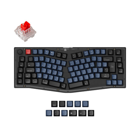 Keychron V10 QMK VIA custom mechanical keyboard Alice layout frosted black for Mac Window Linux fully assembled knob black FR ISO layout Keychron K pro switch red