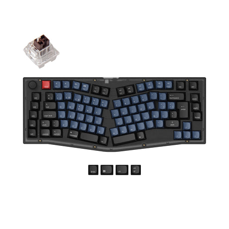 Keychron V10 QMK VIA custom mechanical keyboard Alice layout frosted black for Mac Window Linux fully assembled knob black Spanish ISO layout Keychron K pro switch brown