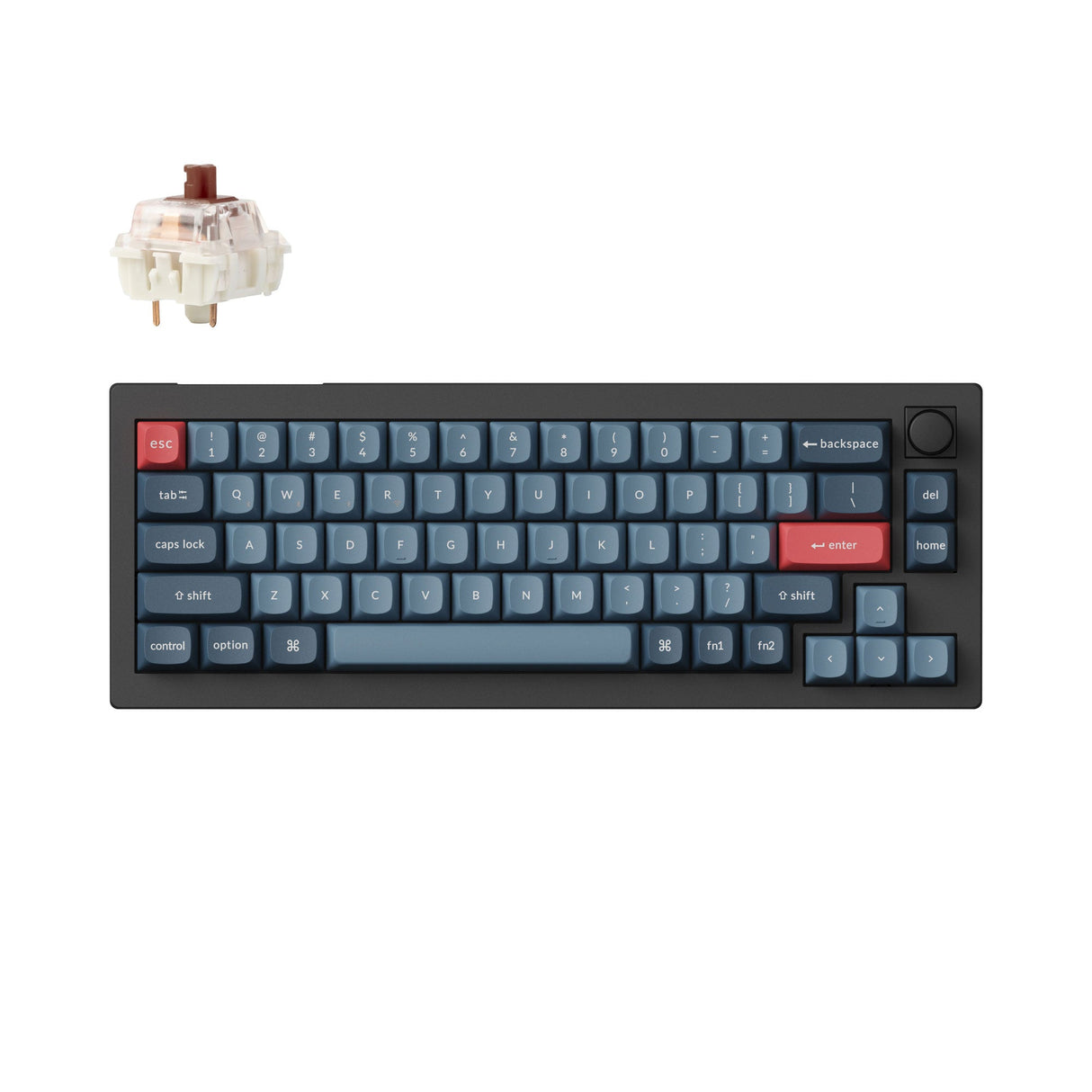 Keychron V2 Max QMK VIA Wireless Custom Mechanical Keyboard 65 Percent Layout Fully Assembled Knob for Mac Windows Linux Gateron Jupiter Brown