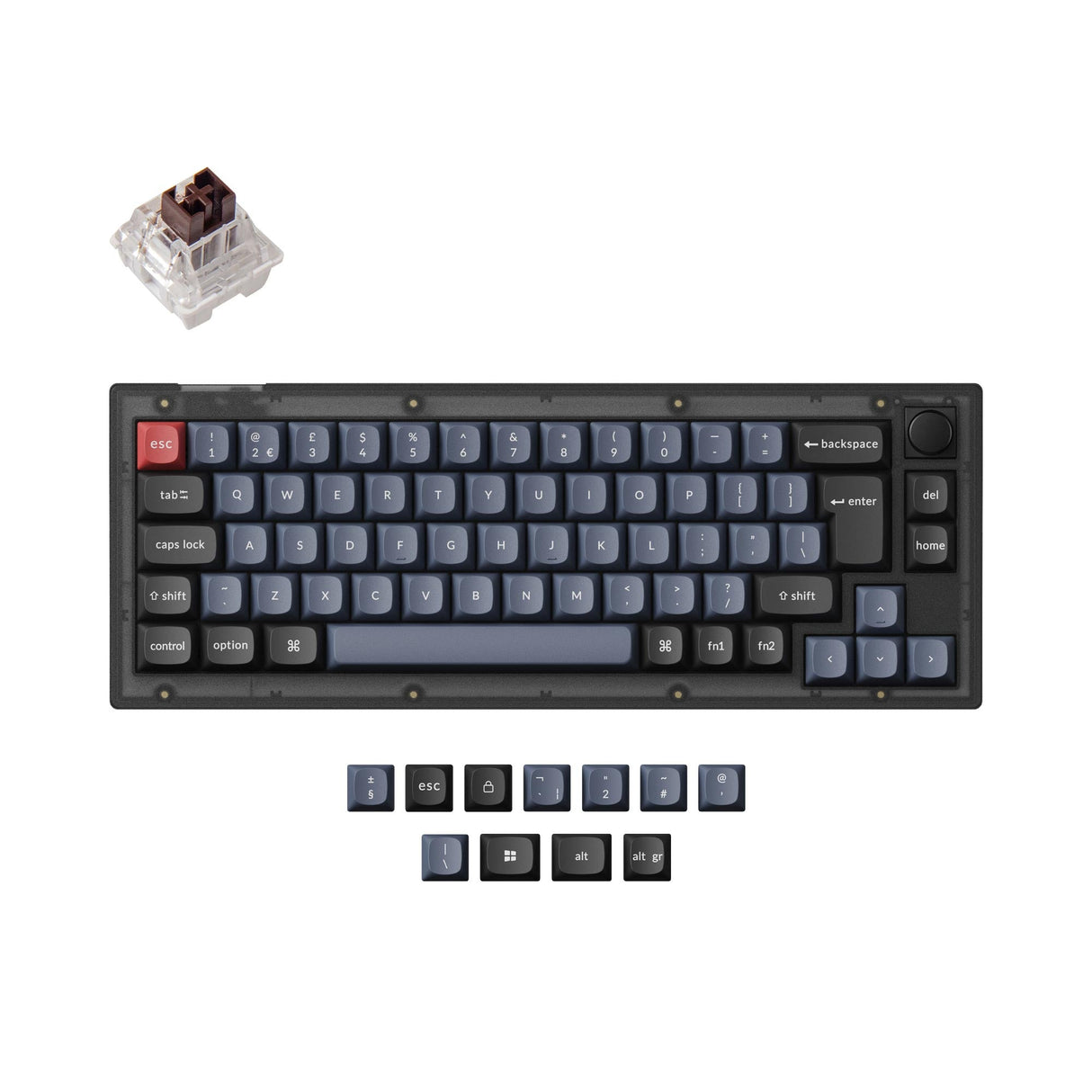 Keychron V2 QMK VIA custom mechanical keyboard 65 percent layout hot-swappable PBT keycaps Keychron K Pro switch brown ISO UK layout