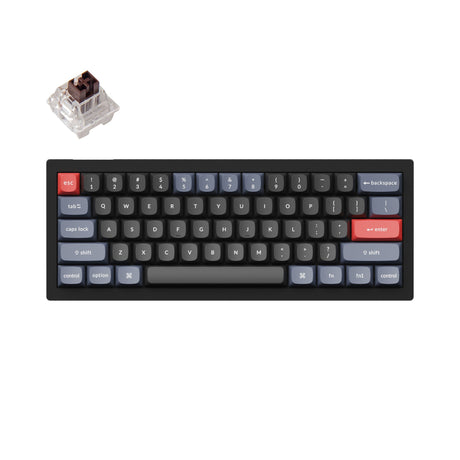 Keychron V4 QMK VIA custom mechanical keyboard 60 percent layout carbon black for Mac Windows iOS RGB backlight with hot swappable Keychron K Pro switch brown