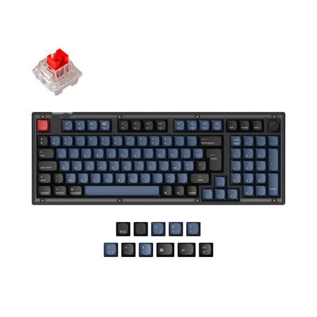 Keychron V5 QMK VIA custom mechanical keyboard 96 percent layout frosted black knob Mac Windows French FR ISO layout hot swappable Keychron K Pro red