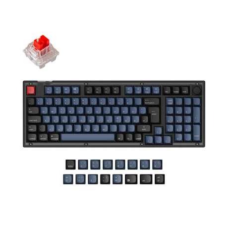 Keychron V5 QMK VIA custom mechanical keyboard 96 percent layout frosted black knob Mac Windows German DE ISO layout hot swappable Keychron K Pro red