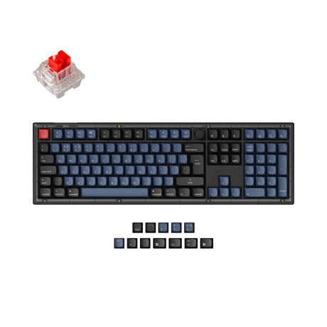 Keychron V6 QMK VIA custom mechanical keyboard 100 percent full size layout frosted black knob Mac Windows Linux hot-swappable Keychron K Pro switch red ISO UK layout