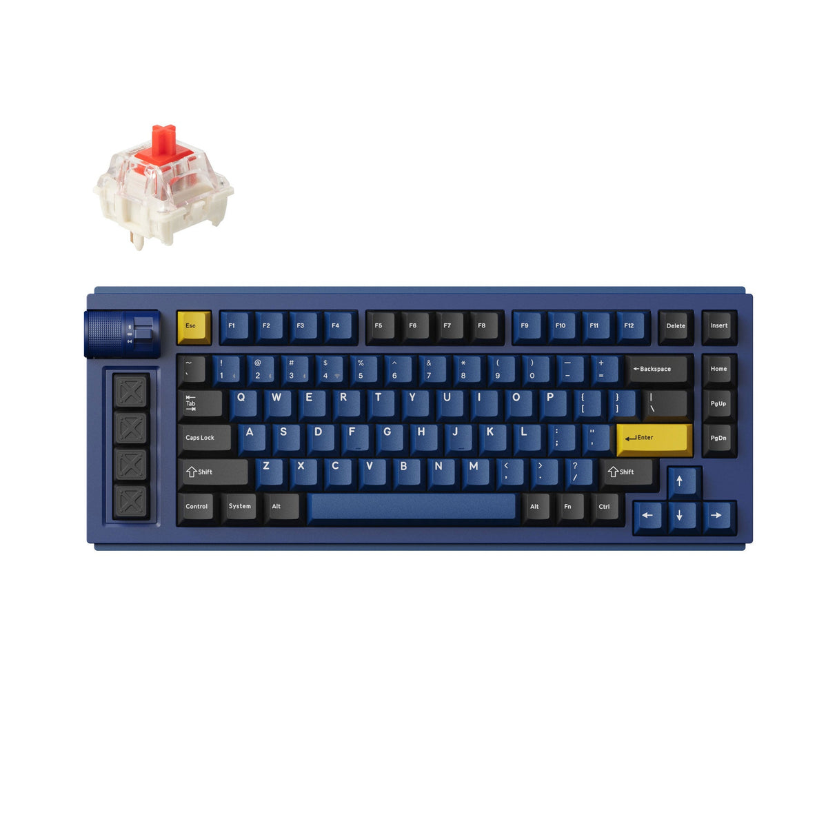 Lemokey L1 QMK VIA Wireless Custom Gaming Keyboard 75% Layout Aluminum Navy Blue Fully Assembled for Windows Mac Linux Gateron Jupiter Red