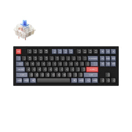 Keychron Q3 QMK VIA custom mechanical keyboard tenkeyless 80 percent layout full aluminum black frame for Mac Windows iOS RGB backlight with hot swappable Gateron G Pro switch blue