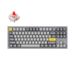 Keychron Q3 QMK VIA custom mechanical keyboard tenkeyless 80 percent layout full aluminum grey frame knob for Mac Windows iOS RGB backlight with hot swappable Gateron G Pro switch red